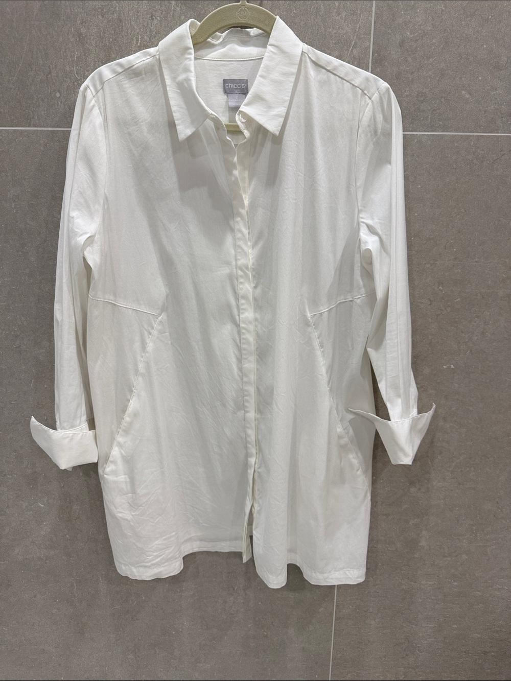 Chico's Cream/white Button-Front Lightweight Tunic length